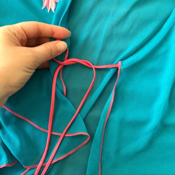 Y2K Turquoise Mesh Intimate Pajamas Set - Picture 7 of 8